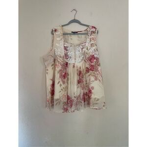 Romans floral peasant style sleeveless blouse size‎ 30 w
